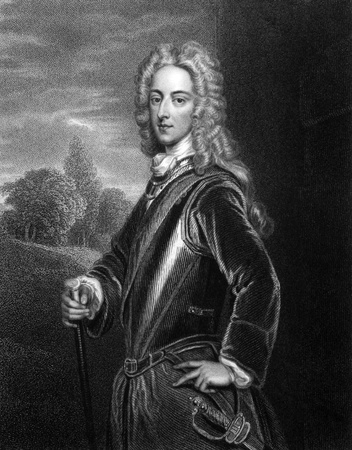 John Montagu, 2nd Duke of Montagu (1690-1749) on engraving from 1830. British peer. Engraved by W.Finden and published in ''Portraits of Illustrious Personages of Great Britain'',UK,1830.のeditorial素材