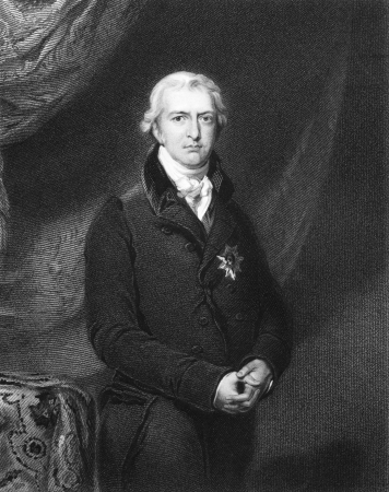 Robert Jenkinson, 2nd Earl of Liverpool (1770-1828) on engraving from 1834. British politician and prime minister during 1812-1827. Engraved by H.Robinson and published in ''Portraits of Illustrious Personages of Great Britain'',UK,1834.のeditorial素材