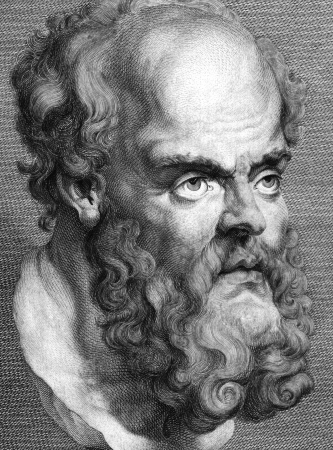 Socrates (469BC-399BC) on engraving from 1788. Classical Greek Athenian philosopher. Considered one of the founders of Western philosophy. Engraved by T.Trotter after Peter Paul Rubens and published in ''Essays on Physiognomy'',UK,1788.のeditorial素材