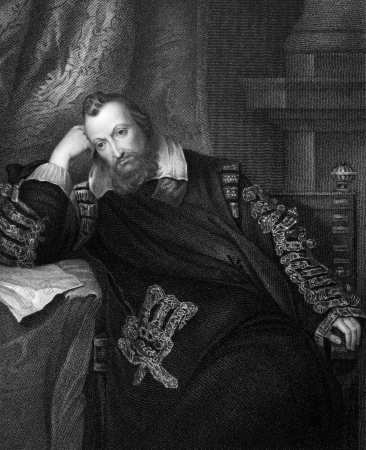 Henry Percy, 9th Earl of Northumberland (1564-1632) on engraving from 1831.  English aristocrat. Engraved by J.Cochran and published in ''Portraits of Illustrious Personages of Great Britain'',UK,1831.のeditorial素材