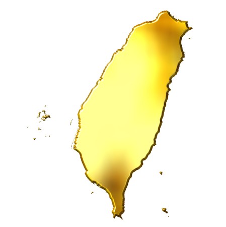 Taiwan 3d golden map isolated in whiteのeditorial素材