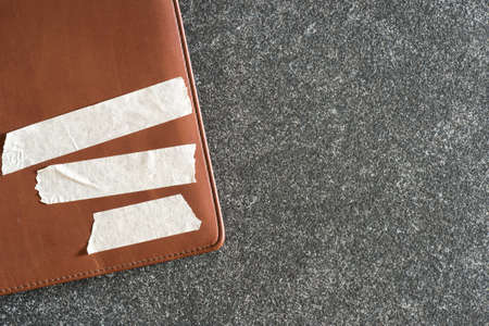 Label on leather book 