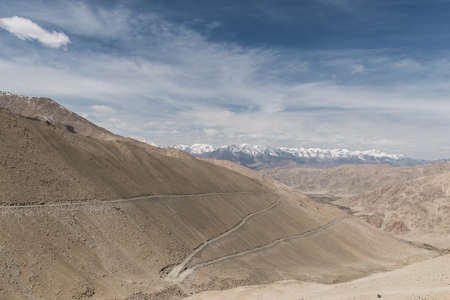 Beautiful landscape and road in Leh Ladak, Indiaの写真素材