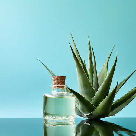Aloe vera extract in bottle.の素材