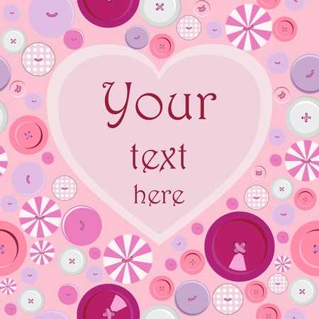 Very cute postcard with heart from buttonsのイラスト素材