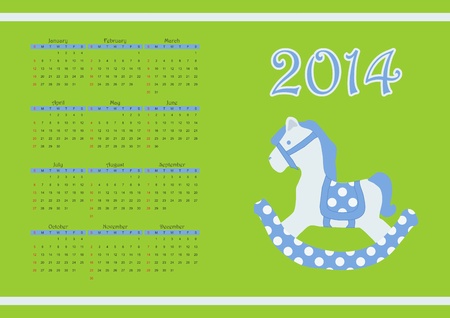 2014 calendar with cute horseのイラスト素材