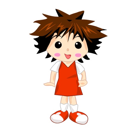 School Girl in Red Uniform Dressのイラスト素材