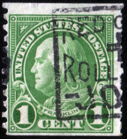 UNITED STATES - CIRCA 1923: A five cent postage stamp published in USA showing President Washington in blue, circa 1923のeditorial素材