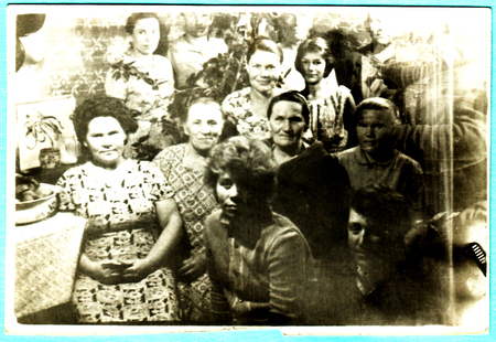USSR  - CIRCA 1950s: An antique photo shows Group portraitのeditorial素材