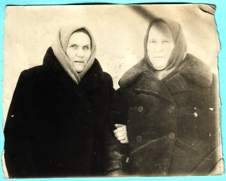 USSR  - CIRCA 1930s: An antique photo shows two old women