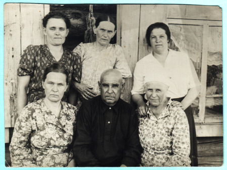 USSR  - CIRCA 1955: An antique photo shows famaly portrait