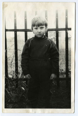 USSR - CIRCA 1987: An antique photo shows little girlのeditorial素材