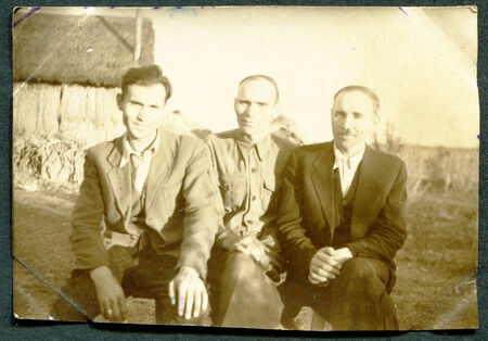 USSR - CIRCA 1950s: An antique photo shows group portraitのeditorial素材