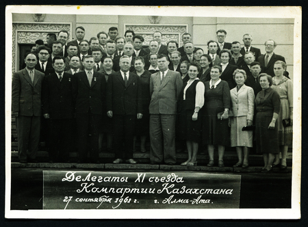 ALMATY, USSR - CIRCA 1962, Delegates of the Ninth Congress of the Communist Party of Kazakhstan on September 27. 1962. Almaty cityのeditorial素材