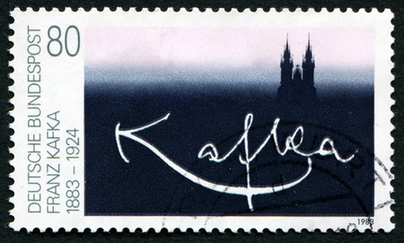GERMANY - CIRCA 1983: A stamp printed in Germany dedicated to one hundred years of Franz Kafka's...