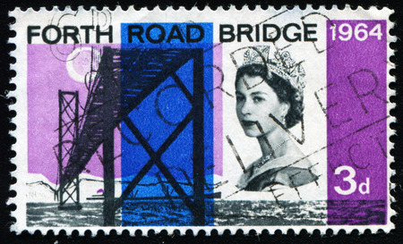 GREAT BRITAIN - CIRCA 1964: A stamp printed by GREAT BRITAIN shows the Forth Road Bridge, Suspension...