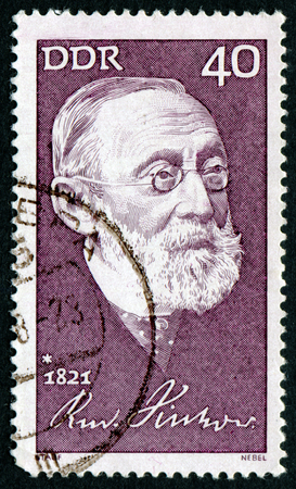 GERMANY- CIRCA 1971: stamp printed by Germany, shows Rudolf Virchow, circa 1971.のeditorial素材