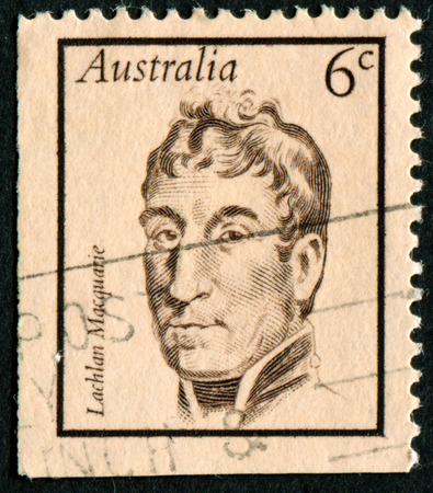 AUSTRALIA - CIRCA 1970:A Cancelled postage stamp from Australia illustrating Portraits of Famous Australians, issued in 1970.のeditorial素材