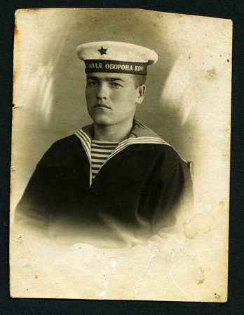 USSR - CIRCA 1960s: Portrait of a sailorCoast Guard CBF, Russia, circa 1960sのeditorial素材