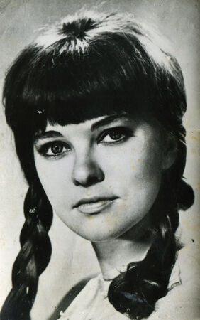 USSR - CIRCA 1960s: studio Portrait of a beautiful young woman, circa 1960sのeditorial素材