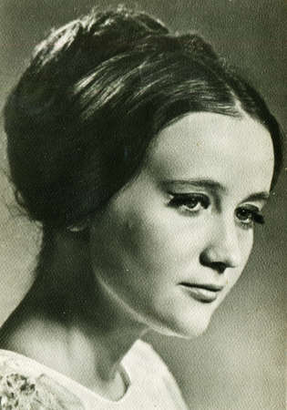 USSR - CIRCA 1960s: studio Portrait of a beautiful yung woman, circa 1960sのeditorial素材