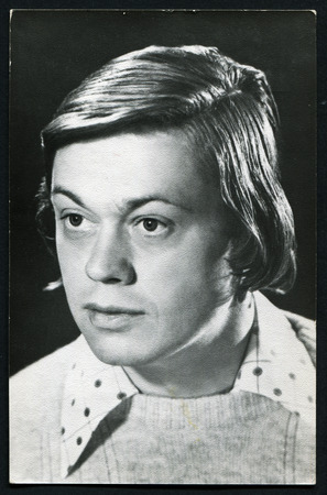 USSR - CIRCA 1960s: studio portrait of handsome man, USSR, 1960sのeditorial素材