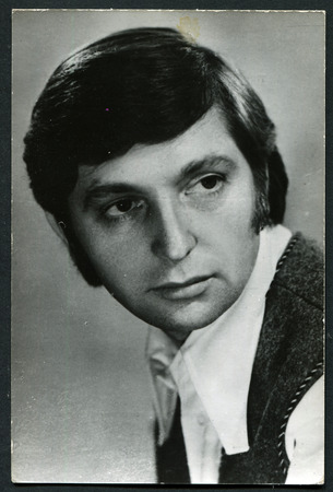 USSR - CIRCA 1970s: studio portrait of handsome man, USSR, 1970sのeditorial素材