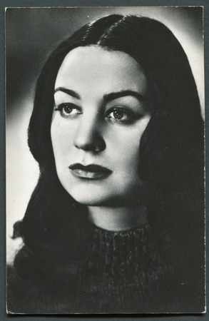 USSR - CIRCA 1980s: studio Portrait of a beautiful young woman, circa 1980sのeditorial素材