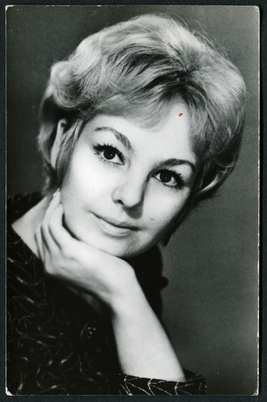 USSR - CIRCA 1960s: studio Portrait of a beautiful young woman, circa 1960sのeditorial素材
