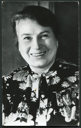 USSR - CIRCA 1960s: Portrait of middle-aged woman with a smile, circa 1960sのeditorial素材