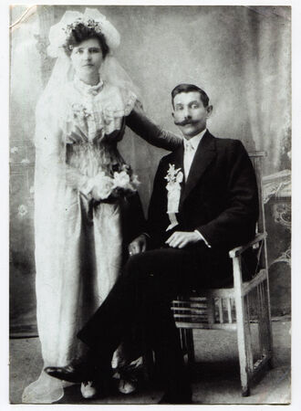 Tsarist Russia - CIRCA 1890s: On the restored antique wedding picture showsのeditorial素材