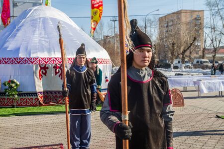 PETROPAVLOVSK, KAZAKHSTAN - MARCH 21, 2015: celebration of the new year on the solar calendar...