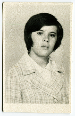 USSR - CIRCA 1980s: studio Portrait of a beautiful young woman, circa 1980sのeditorial素材