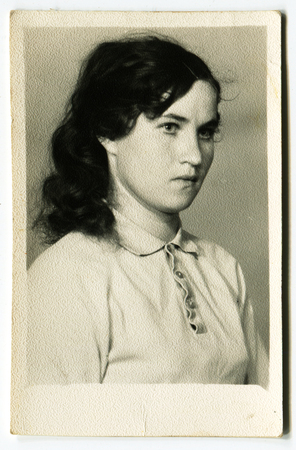 USSR - CIRCA 1970s: studio Portrait of a beautiful yung woman, circa 1970sのeditorial素材