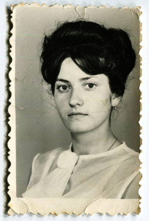 USSR - CIRCA 1970s: studio Portrait of a beautiful young woman, circa 1970sのeditorial素材