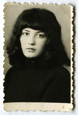 USSR - CIRCA 1960s: studio Portrait of a beautiful young woman, circa 1960sのeditorial素材