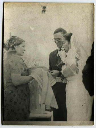 USSR - CIRCA 1970s: An antique photo shows  wedding, USSR, circa 1970sのeditorial素材