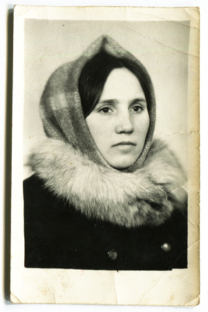 USSR - CIRCA 1960s: studio Portrait of a beautiful young woman, circa 1960sのeditorial素材