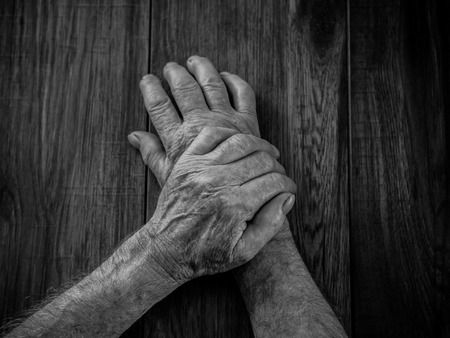 hands of the old manの写真素材