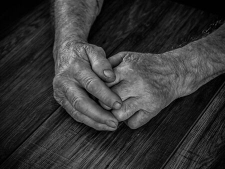 hands of the old manの写真素材