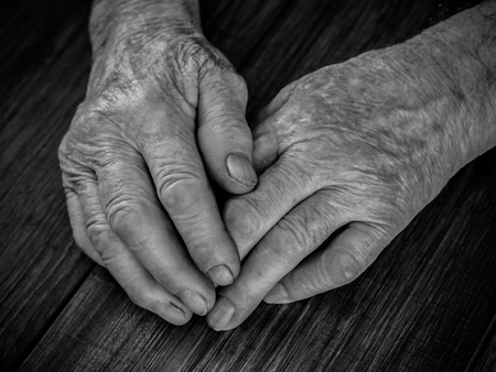 hands of the old manの写真素材