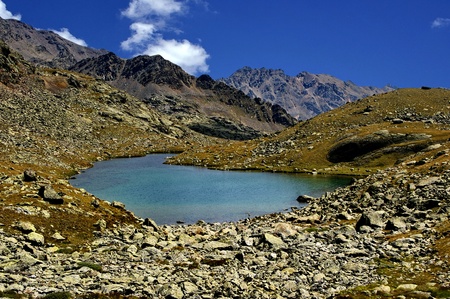 nice lake on italian alpsの写真素材