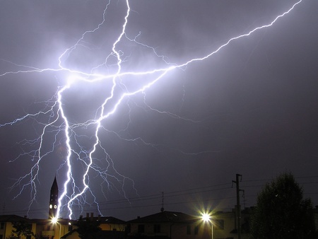 a big lightning in a summer stormの写真素材