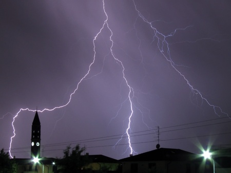 a big lightning in a summer storm