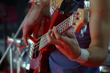 a nice view of a bass playerの写真素材