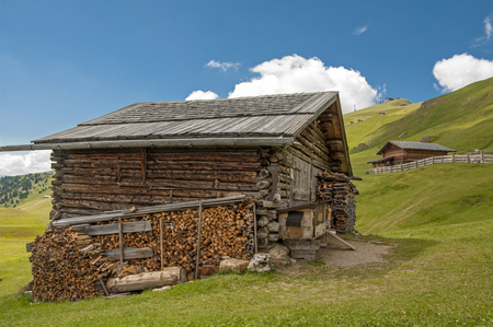 hut on dolomitesの写真素材