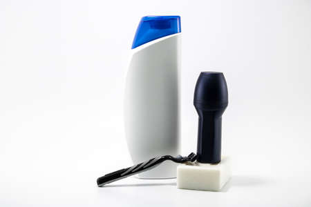 Shaver, soap, shampoo, deodorant, cream set.の写真素材