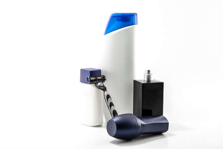 Shaver, soap, shampoo, deodorant, cream, parfume set.の写真素材