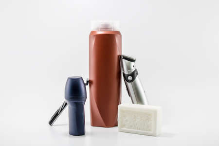 Shaver, soap, shampoo, deodorant, cream set.の写真素材
