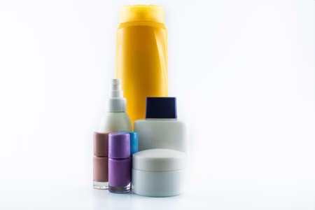 Personal care products. Background in white color close-up. It was taken in the studio.の写真素材